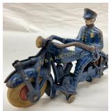 Cast Iron Champion Police Motorcycle with Rider
