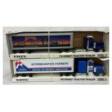 Two Ertl 1/25 Scale Peterbilt Tractor Trailers in