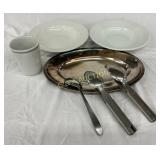 7 WWII-Era German Dining Items, Porcelain and Meta 7 WWII-Era German Dining Items, Porcelain and Meta