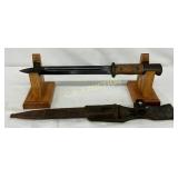 15-Inch WWII Military Bayonet with Wooden Handle a 15-Inch WWII Military Bayonet with Wooden Handle a