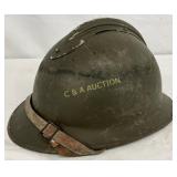 WWII-Era Military Steel Helmet with Leather Liner WWII-Era Military Steel Helmet with Leather Liner