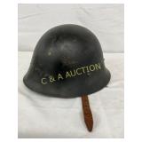 WWII Era Steel Helmet with Leather Liner and Chin WWII Era Steel Helmet with Leather Liner and Chin