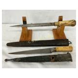 Two Early Knives with Bone Handles, 13-14 Inches Two Early Knives with Bone Handles, 13-14 Inches