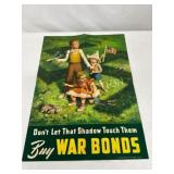 1942 U.S. Government War Bonds Poster, 14 x 20 Inc 1942 U.S. Government War Bonds Poster, 14 x 20 Inc