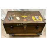 Early WWII Era Military Trunk with Painted Early WWII Era Military Trunk with Painted