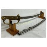 WWII-Era Japanese Sword with 30-Inch Blade and Met WWII-Era Japanese Sword with 30-Inch Blade and Met