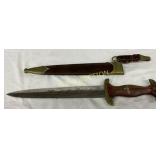 13-Inch WWII German Dagger with Scabbard and Leath 13-Inch WWII German Dagger with Scabbard and Leath