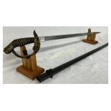 35-Inch Imperial German Sword with Scabbard, WW2 E 35-Inch Imperial German Sword with Scabbard, WW2 E