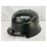German WWII Steel Helmet with Leather Liner and De German WWII Steel Helmet with Leather Liner and De