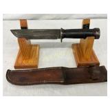 Early WW-Era Fixed Blade Knife with Leather Sheath Early WW-Era Fixed Blade Knife with Leather Sheath