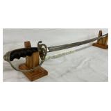 35-Inch Curved War Sword with Decorative Guard 35-Inch Curved War Sword with Decorative Guard