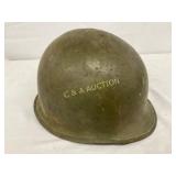 Early U.S. WWII M1 Helmet with Interior Straps and Early U.S. WWII M1 Helmet with Interior Straps and