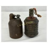 Two Early Japanese Grenades, Metal Construction Two Early Japanese Grenades, Metal Construction