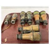 4 WW2 Era Binoculars in Mixed Condition 4 WW2 Era Binoculars in Mixed Condition