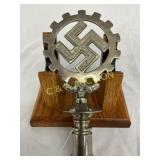 WWII Metal Flag Pole Topper with Gear and Swastika WWII Metal Flag Pole Topper with Gear and Swastika