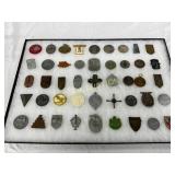 Framed Collection of 45 WWII German Pins and Badge Framed Collection of 45 WWII German Pins and Badge