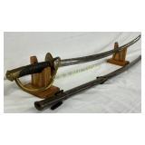 Early Civil War Era Sword with Brass Hilt and Scab Early Civil War Era Sword with Brass Hilt and Scab
