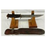 12-Inch Fixed-Blade Knife with Leather Sheath and 12-Inch Fixed-Blade Knife with Leather Sheath and