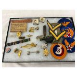 WWII Era Military Lot with Patches, Insignia, and WWII Era Military Lot with Patches, Insignia, and