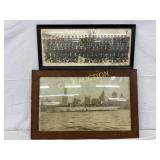 Two Framed Early Naval Ship and Troops Photographs Two Framed Early Naval Ship and Troops Photographs