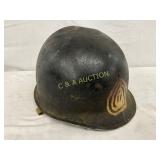 U.S. WWII M1 Helmet with Painted Insignia and Line U.S. WWII M1 Helmet with Painted Insignia and Line