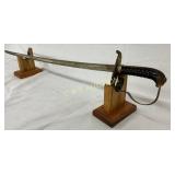 Early English Sword with 35-Inch Blade and Brass H Early English Sword with 35-Inch Blade and Brass H