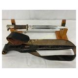 WWII-Era 15-Inch Knife with Holster and Scabbard WWII-Era 15-Inch Knife with Holster and Scabbard