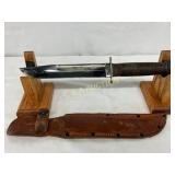 Western Fixed-Blade Knife with Leather Sheath, 13- Western Fixed-Blade Knife with Leather Sheath, 13-