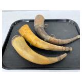 Three Powder Horns, Civil War Era Three Powder Horns, Civil War Era