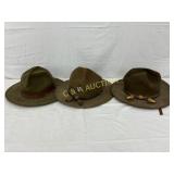 3 Early U.S. WWI-WWII Military Campaign Hats 3 Early U.S. WWI-WWII Military Campaign Hats