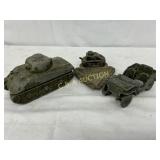 Three Early Military-Themed Toy Vehicles, 5-6 Inch Three Early Military-Themed Toy Vehicles, 5-6 Inch
