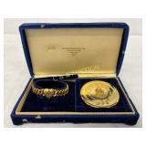 WWII Era USN Gold-Toned Bracelet and Compact Set b WWII Era USN Gold-Toned Bracelet and Compact Set b
