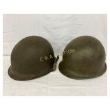 Two U.S. WWII M1 Helmets with Liners Two U.S. WWII M1 Helmets with Liners
