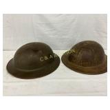 Two Japanese WWII Helmets with Original Finishes Two Japanese WWII Helmets with Original Finishes