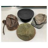 WWI and WWII Era Military Hats by Various Makers WWI and WWII Era Military Hats by Various Makers
