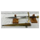 17-Inch Knife with Brass Guard, Pommel, and Sheath 17-Inch Knife with Brass Guard, Pommel, and Sheath