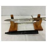 14-Inch Early Military Knife with Scabbard, Marked 14-Inch Early Military Knife with Scabbard, Marked