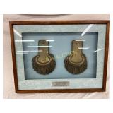 Framed Civil War Era Epaulettes with Inscription P Framed Civil War Era Epaulettes with Inscription P