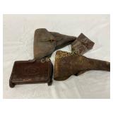 4 World War-Era Leather Holsters and Ammo Pouches 4 World War-Era Leather Holsters and Ammo Pouches
