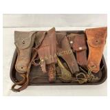5 World War-Era Leather Holsters with Straps 5 World War-Era Leather Holsters with Straps