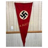 WWII German Triangular Red Cloth Flag with Black S WWII German Triangular Red Cloth Flag with Black S