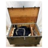 Early WWII Era Military Wooden Trunk with Compartm Early WWII Era Military Wooden Trunk with Compartm