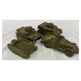 4 Vintage-Style 4-5 Inch Painted Metal Military Ve 4 Vintage-Style 4-5 Inch Painted Metal Military Ve