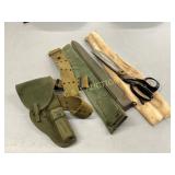 WWII-Era Lot of Holster, Scissors, Sleeves, and Ot WWII-Era Lot of Holster, Scissors, Sleeves, and Ot