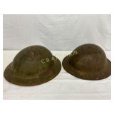 Two Japanese WWII Military Helmets with Liners Two Japanese WWII Military Helmets with Liners