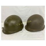 Two WWII U.S. Military M1 Helmets with Liners Two WWII U.S. Military M1 Helmets with Liners