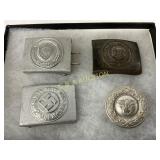 4 Early German WW2 Belt Buckles Including Standard 4 Early German WW2 Belt Buckles Including Standard