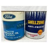 Two 1-Gallon Metal Cans: Ford Tractor Hydraulic Oi Two 1-Gallon Metal Cans: Ford Tractor Hydraulic Oi