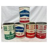 5 Empty 1-Quart Motor Oil Cans: Cities Service, At 5 Empty 1-Quart Motor Oil Cans: Cities Service, At