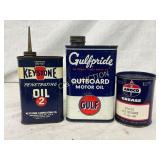 3 Vintage Oil and Grease Cans: Keystone, Gulfpide, 3 Vintage Oil and Grease Cans: Keystone, Gulfpide,